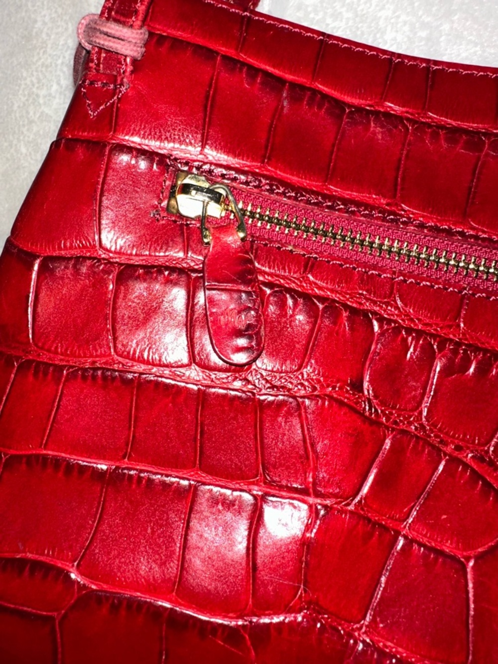 Monsac Red Croc Shoulder Bag